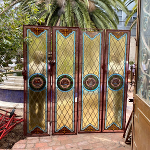 Set of Four Stained Glass Panels