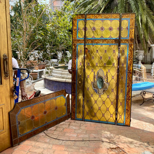 Antique Stained Glass Door with Fanlight