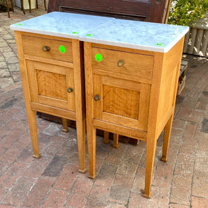 Pair Country Chic French Oak and Marble Pedestals - SOLD