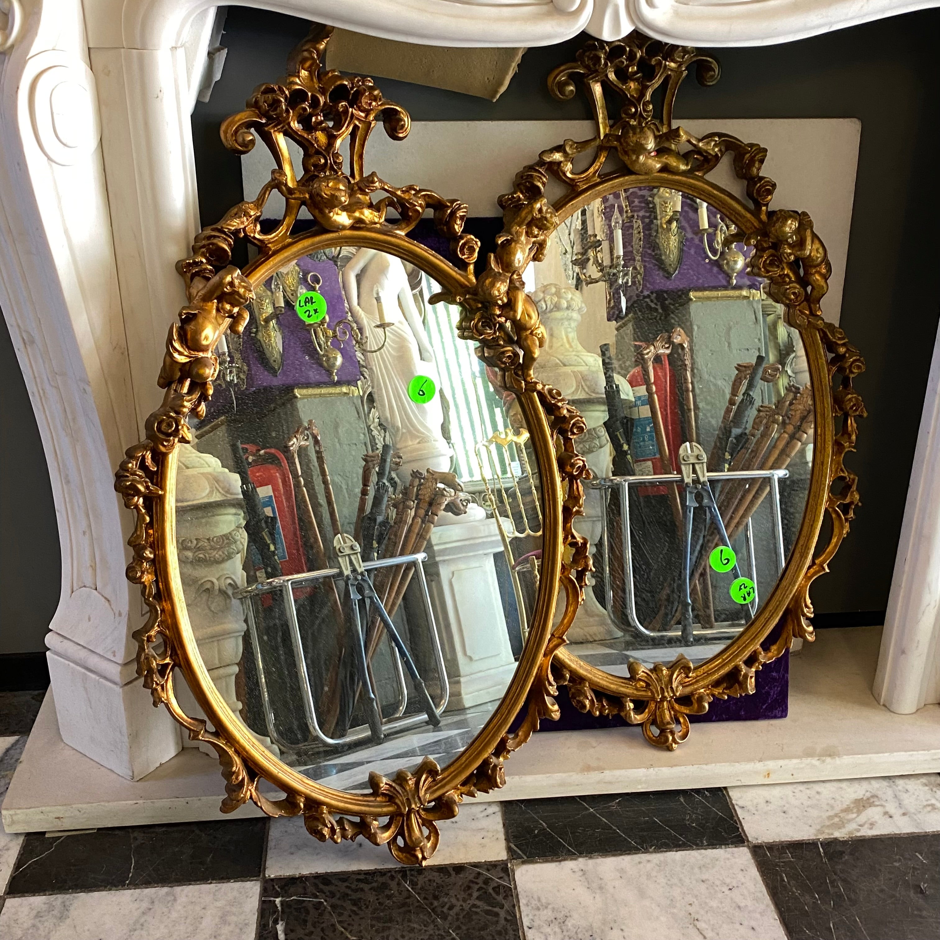 Antique French Gilt Mirrors with Cherubs - SOLD