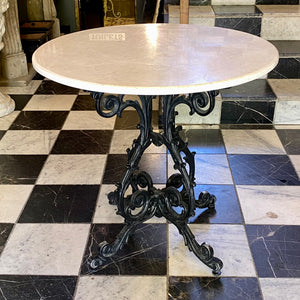 Cast Aluminium Table Base with Marble Top - SOLD