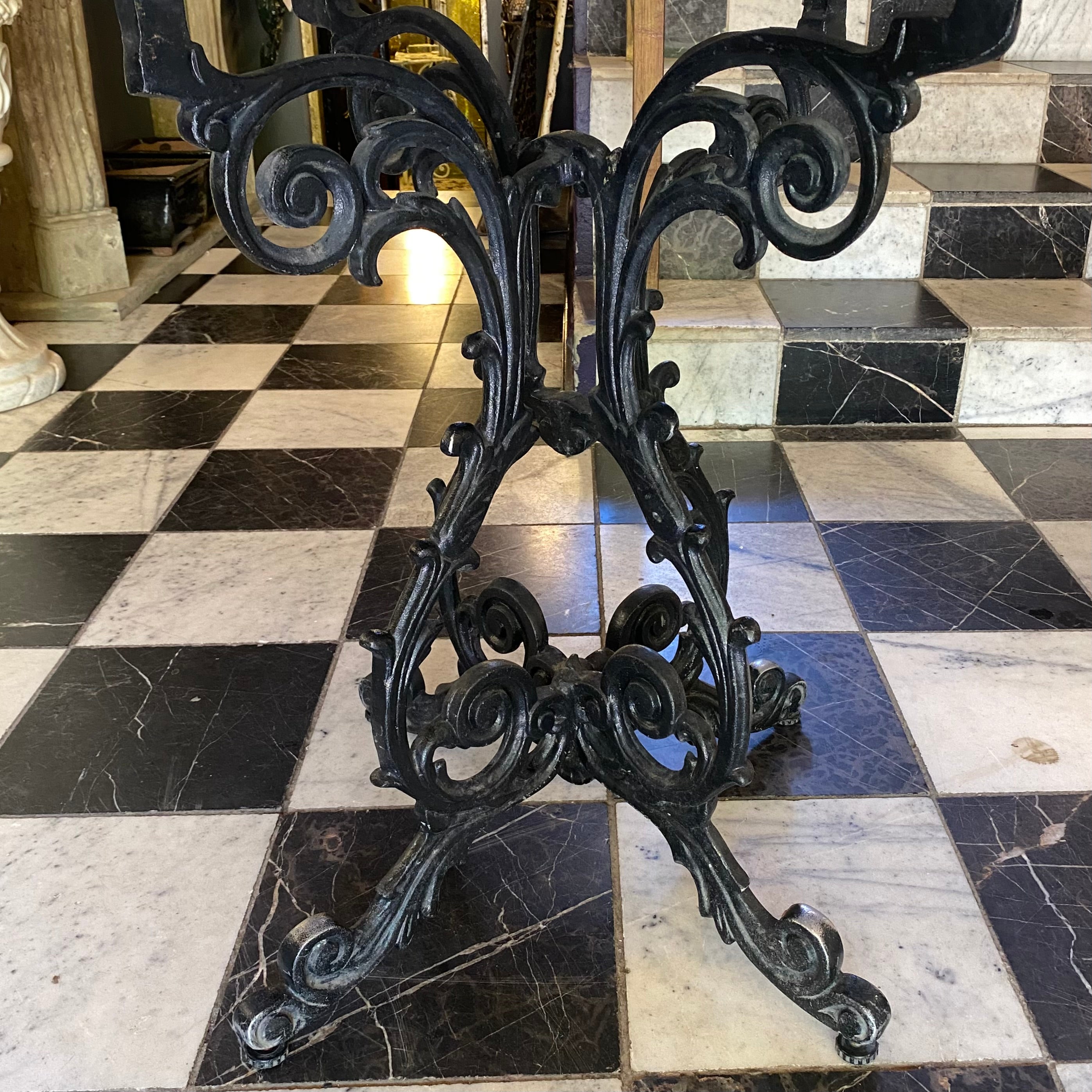 Cast Aluminium Table Base with Marble Top - SOLD