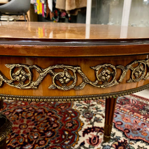 Antique Polished Inlaid Coffee Table with Brass Castings