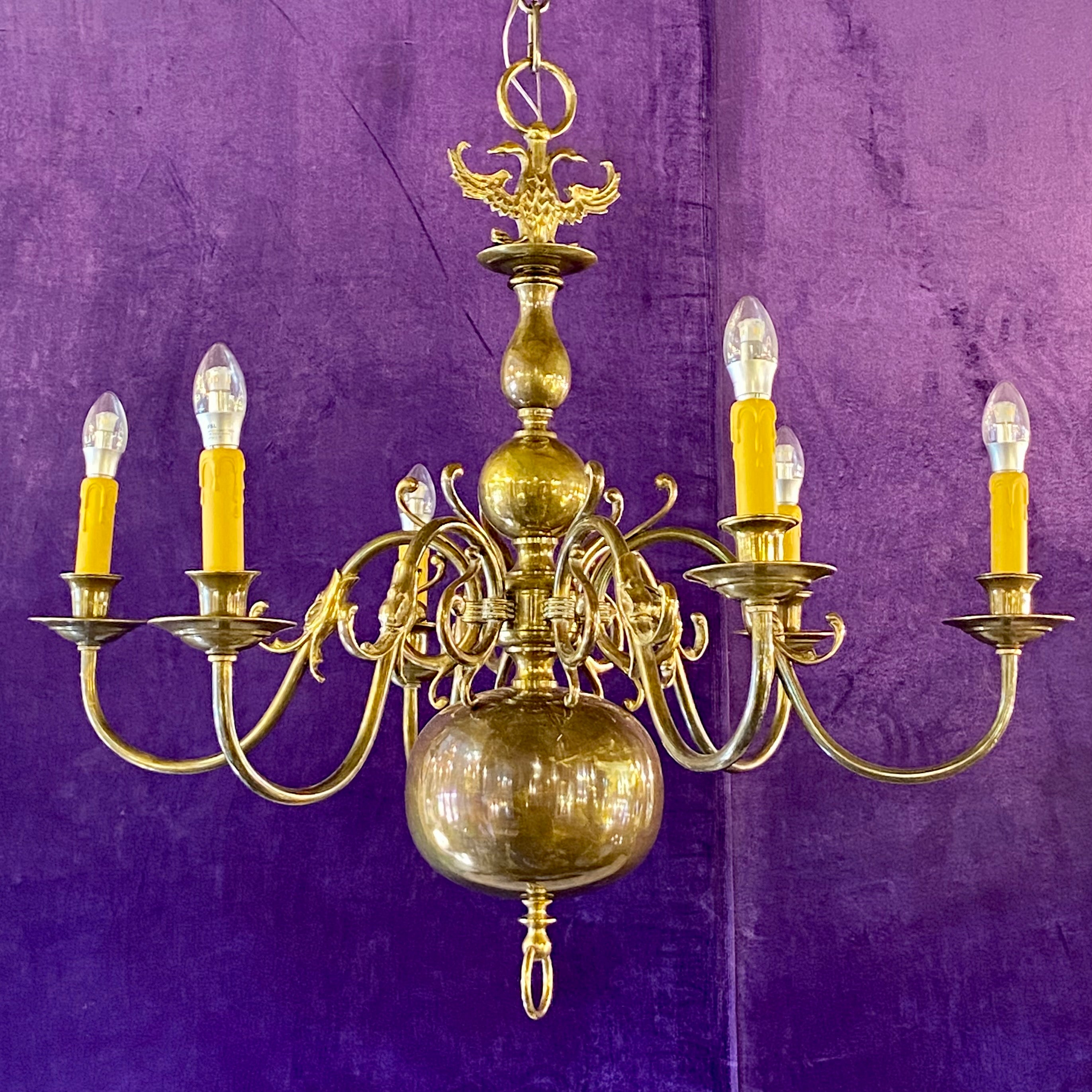 Antique Brass Flemish Chandelier - SOLD