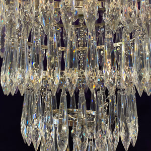 Polished Nickel & Crystal Waterfall Chandelier