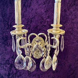 Delos Custom Designed Nickel & Crystal Wall Light