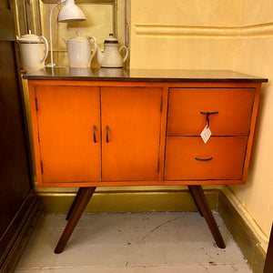 Funky Bright Orange Distressed Mid Century Style Unit - SOLD