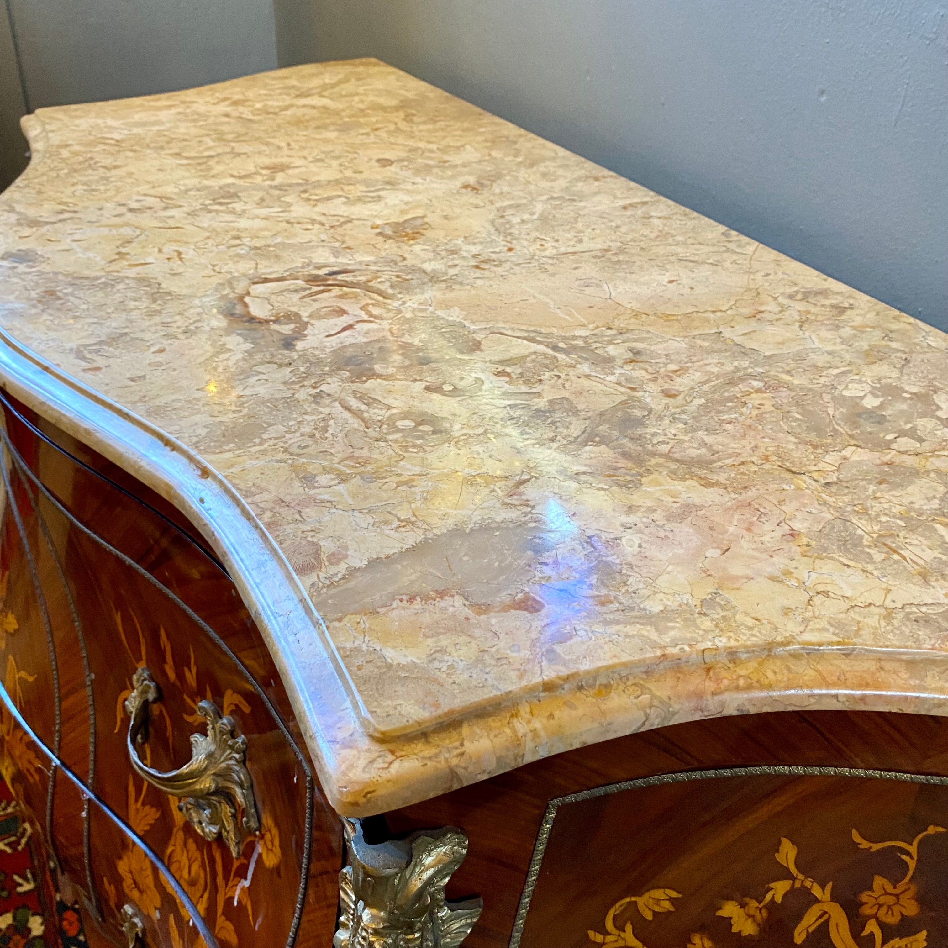 Ornate Bombe Chest with Marble Top - SOLD