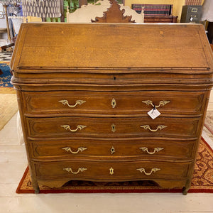 Antique Oak Writing Bureau with Brass Handles - SOLD