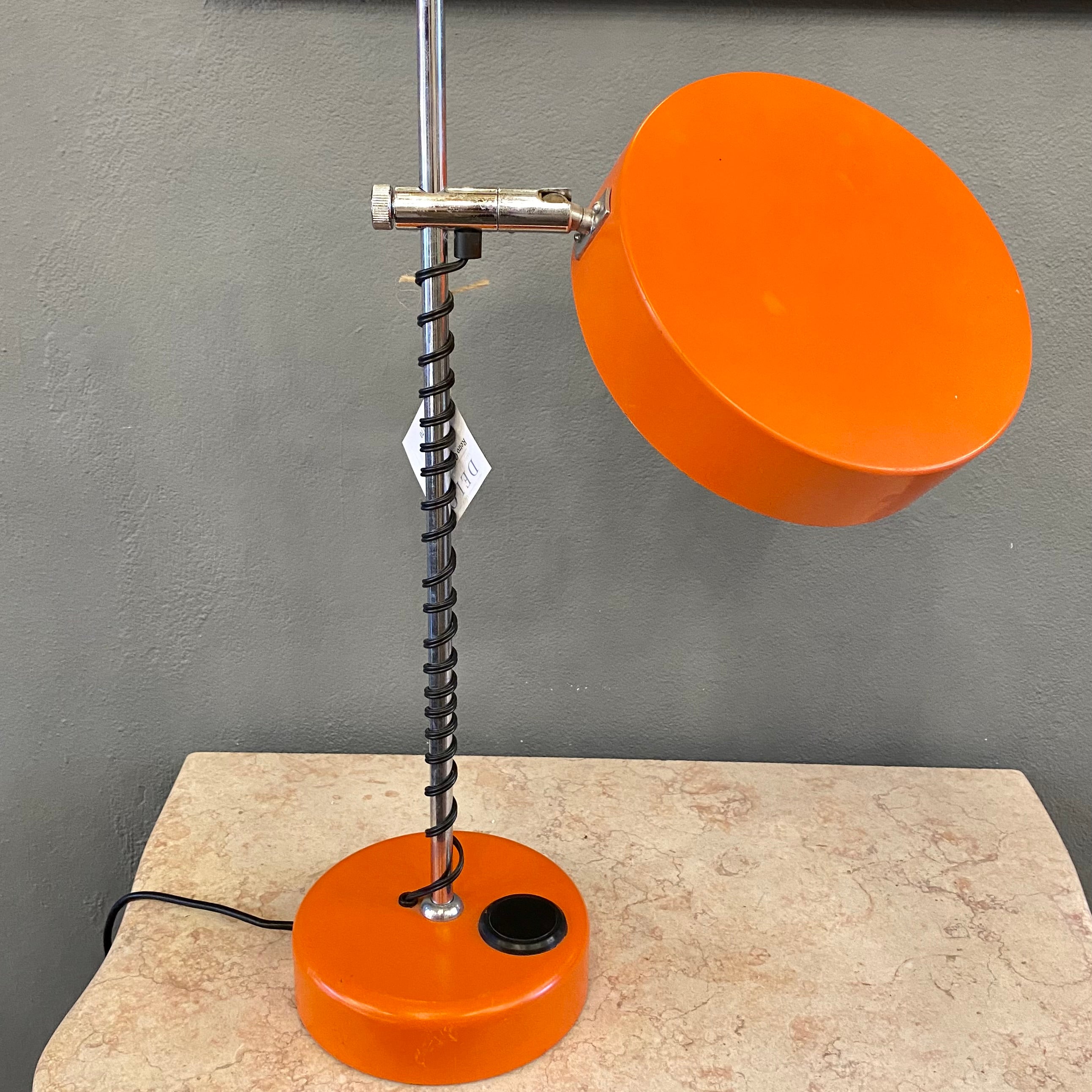 Orange Mid Century Chrome Desk Lamp - SOLD