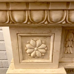 Hand Carved Creme Marble Fire Surround - SOLD