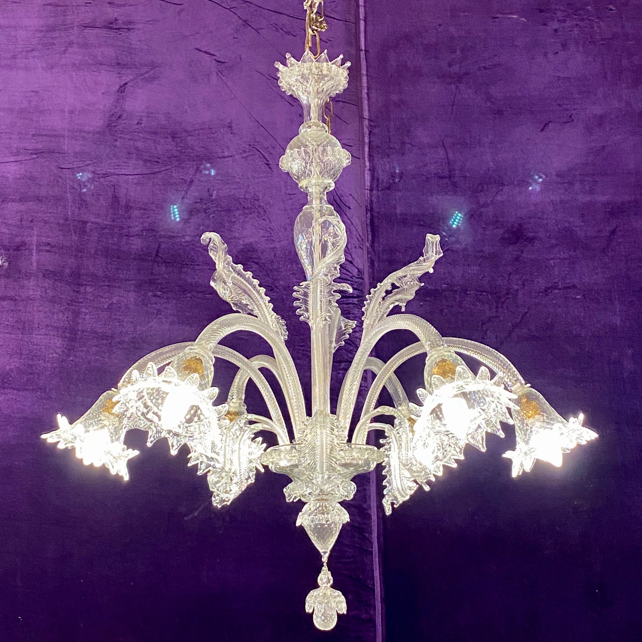 INCREDIBLE!! Clear Glass Antique Murano Chandelier - SOLD