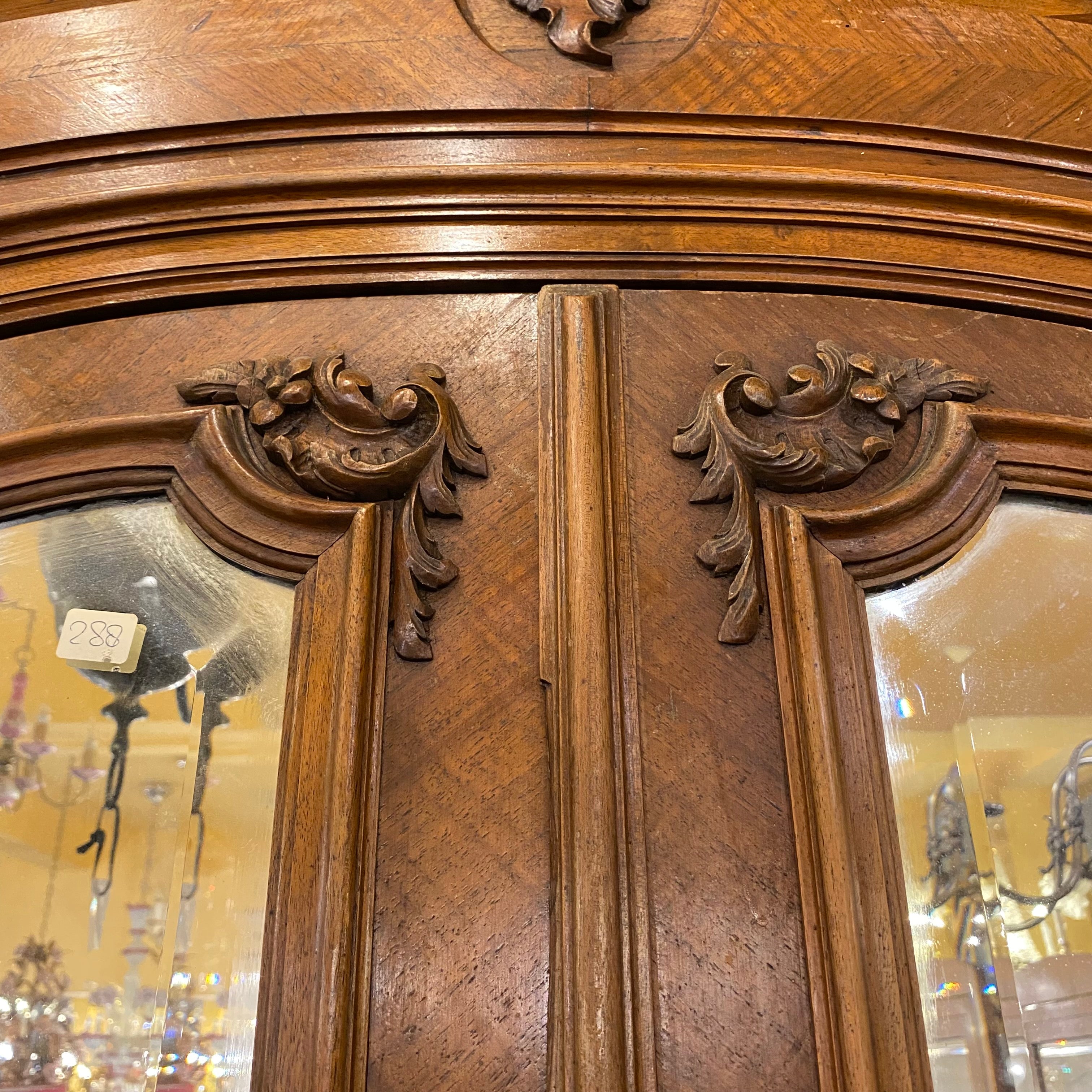 Antique Mirror Front French Walnut Armoire - SOLD