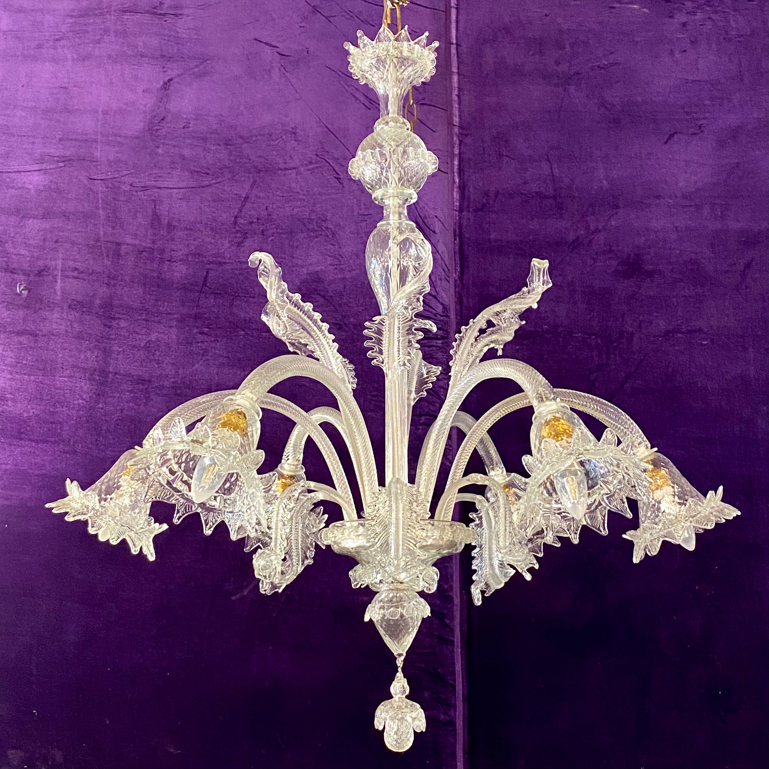 INCREDIBLE!! Clear Glass Antique Murano Chandelier - SOLD