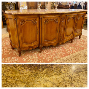 Antique French Walnut Server with Snails Feet & Marble Top -SOLD