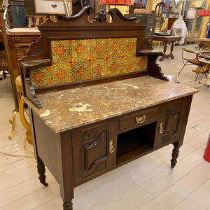 Antique Wash Table with Mottled Marble Top - SOLD