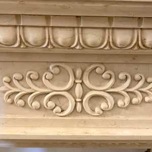 Hand Carved Creme Marble Fire Surround - SOLD