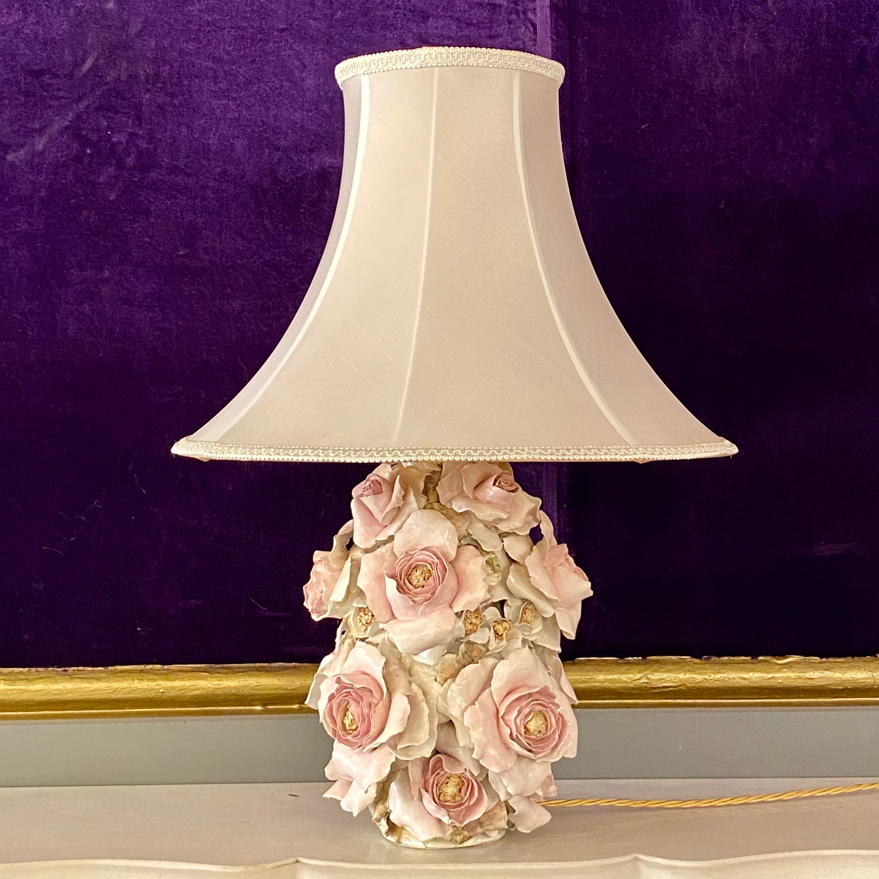 Delicate Porcelain Rose Lamp Base - SOLD