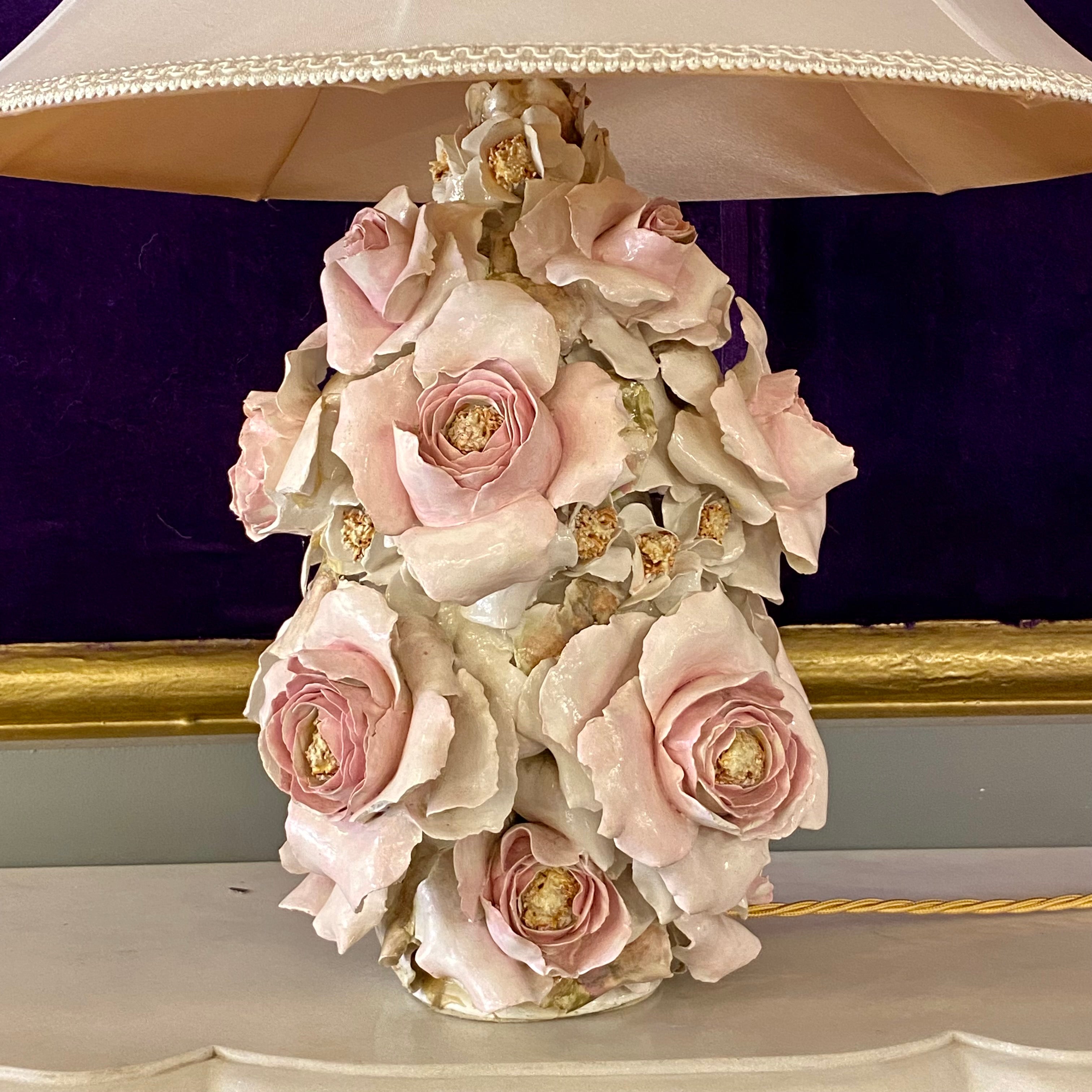 Delicate Porcelain Rose Lamp Base - SOLD