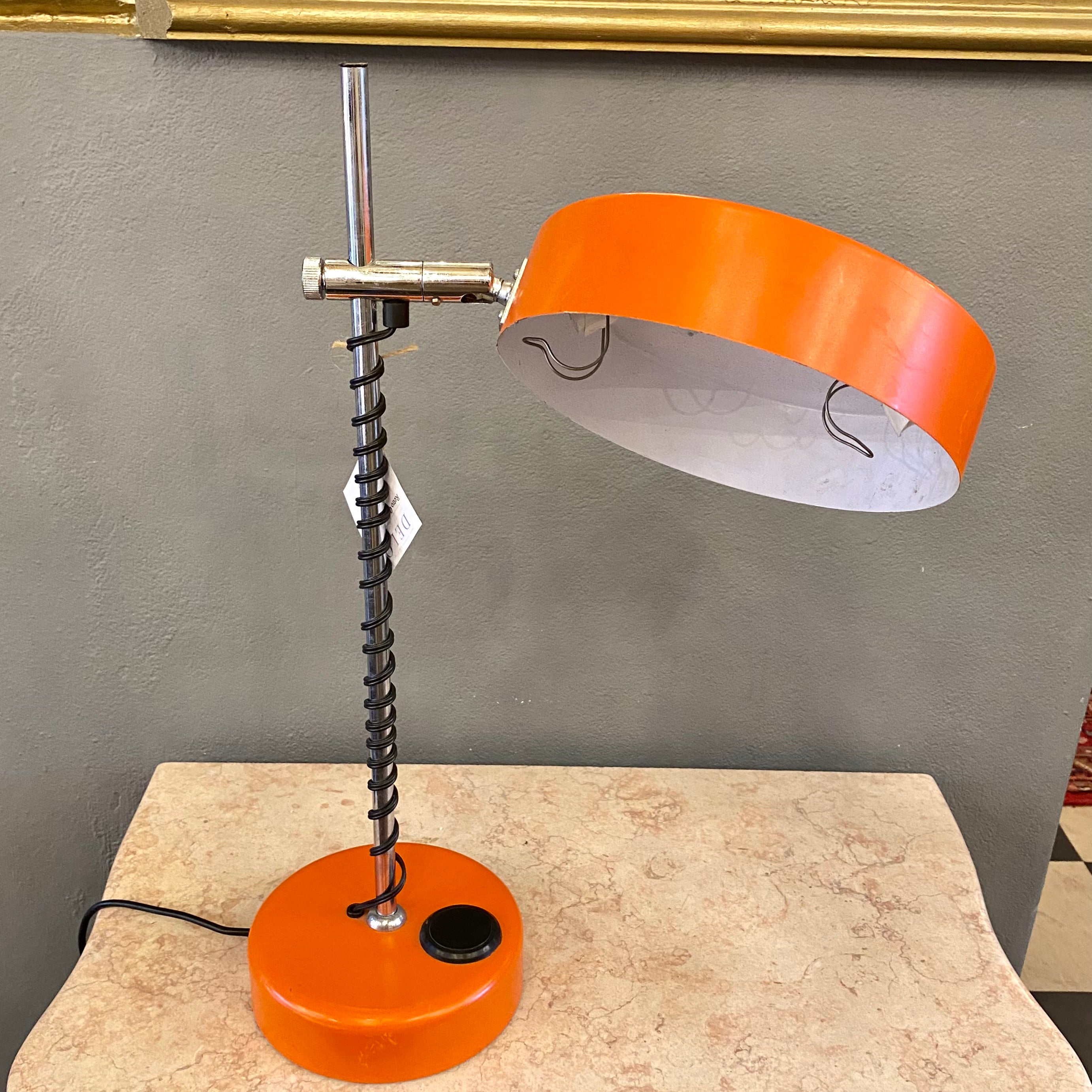 Orange Mid Century Chrome Desk Lamp - SOLD