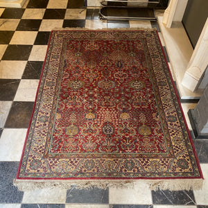 Red Vintage Rug with Cream Trim - SOLD