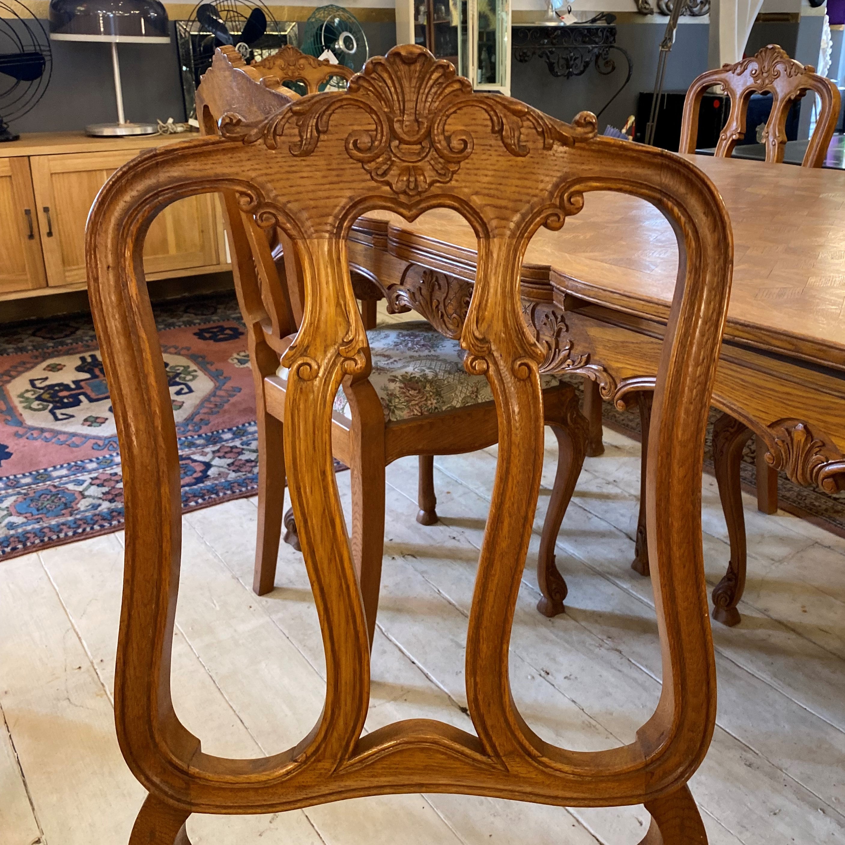 Antique French Oak Dining Chairs (Six) - SOLD