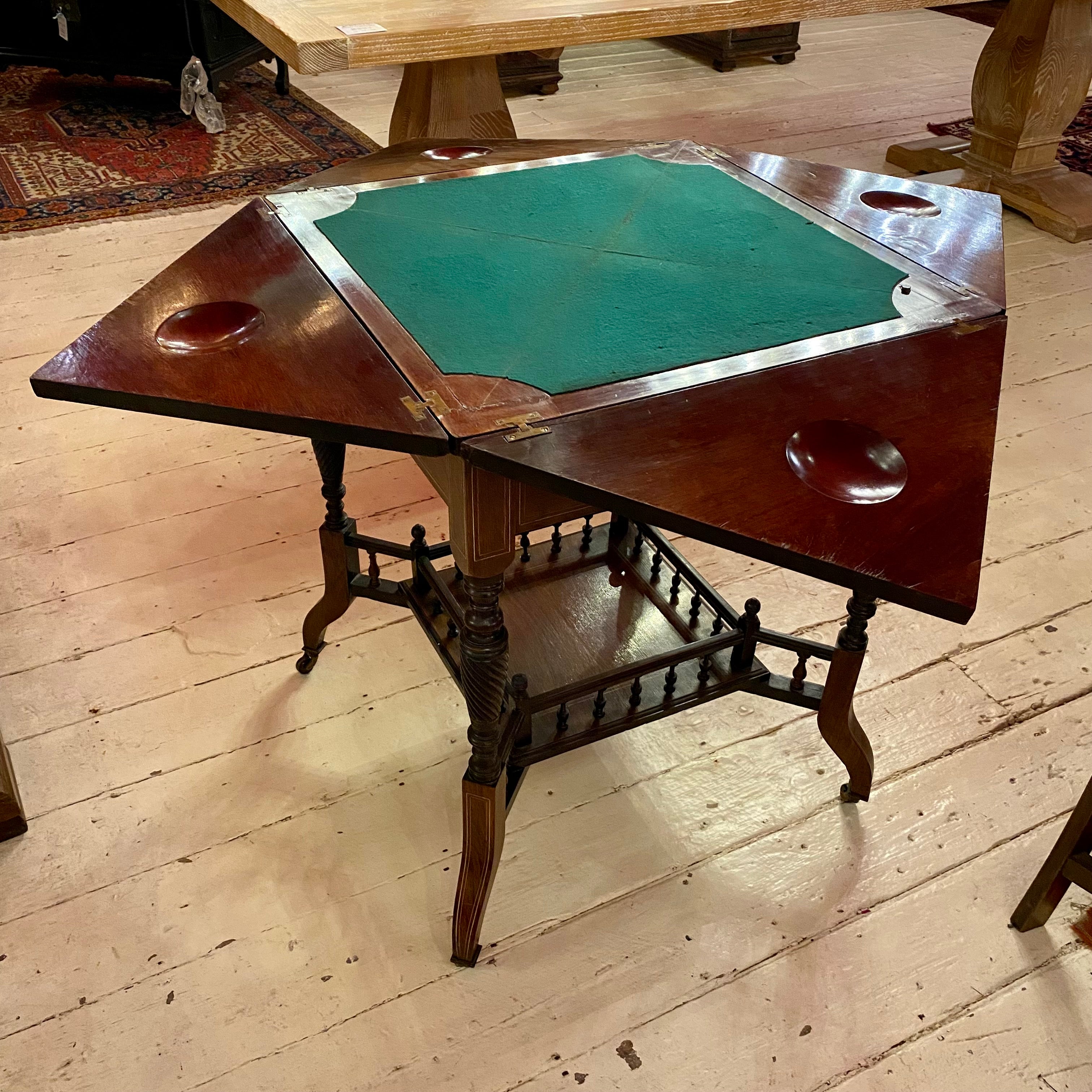 Antique Inlaid Card Table on Castors - SOLD