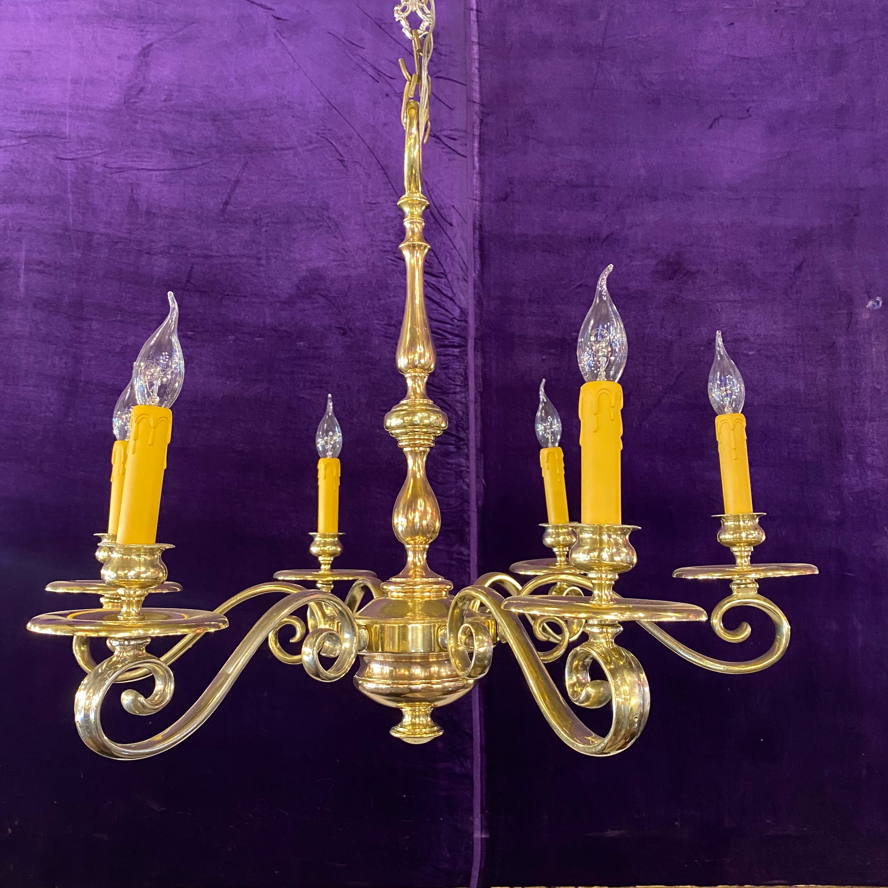 An Antique Polished Brass French Chandelier