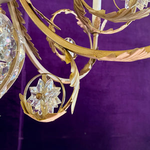 An Unusual Gilt Metal Chandelier with Crystals - SOLD