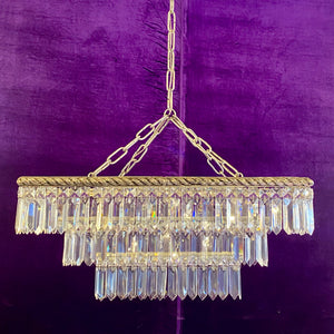 Nickel and Crystal Contemporary Waterfall Chandelier - SOLD