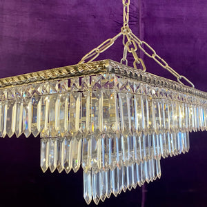 Nickel and Crystal Contemporary Waterfall Chandelier - SOLD