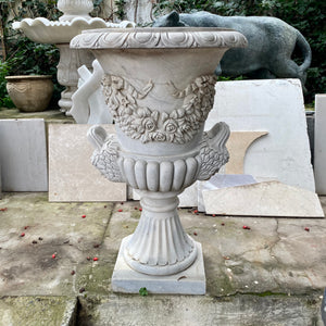 Very Heavy Hand Carved Marble Urns - SOLD