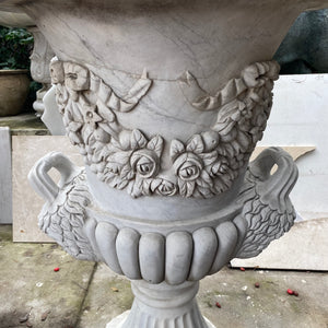 Very Heavy Hand Carved Marble Urns - SOLD