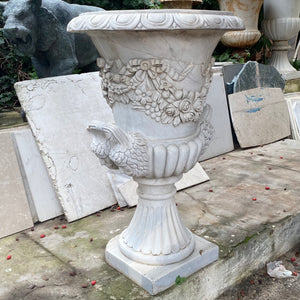 Very Heavy Hand Carved Marble Urns - SOLD