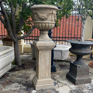 Elegant Bluestone Urn on Plinth (Pair) - SOLD