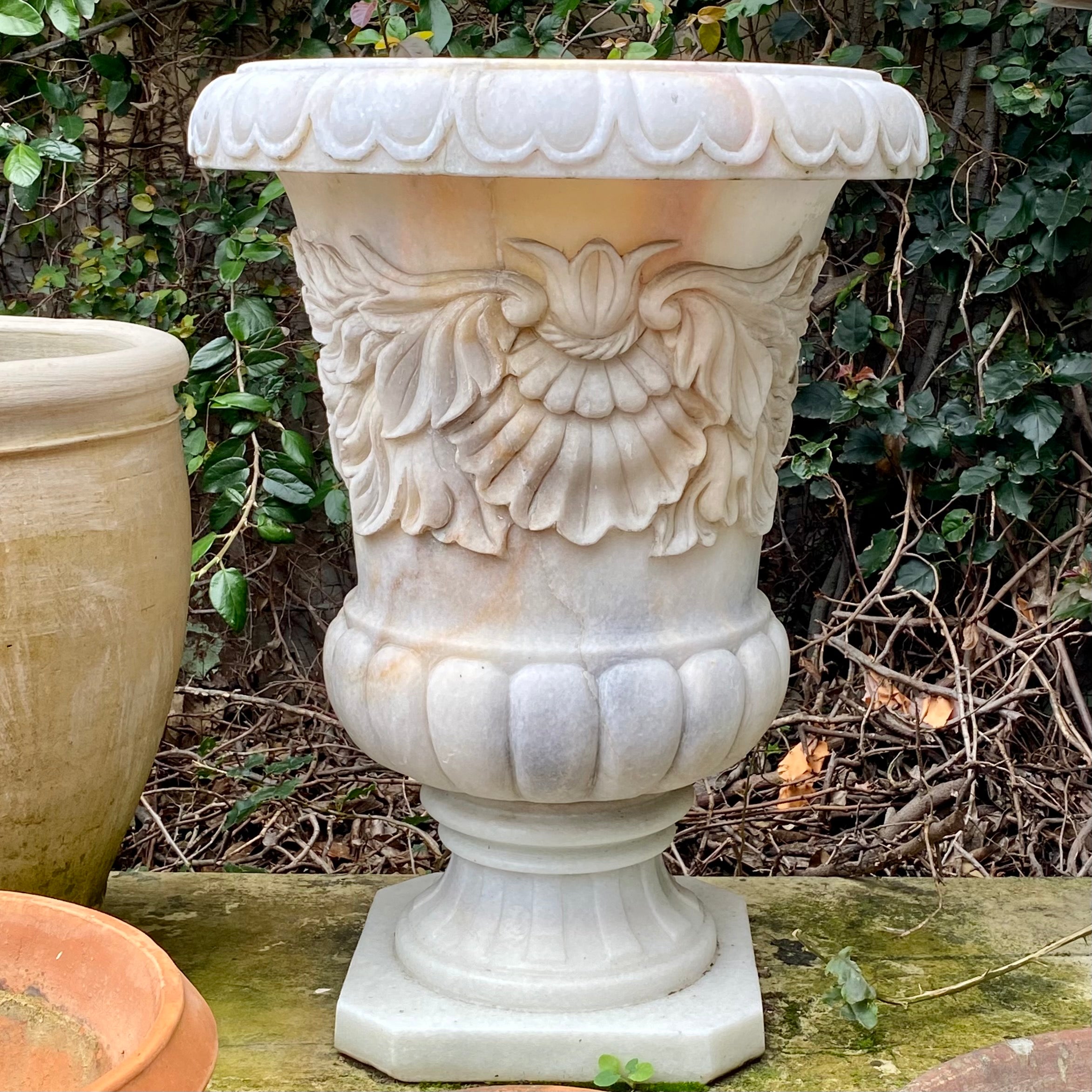 Elegant White Marble Urns - SOLD