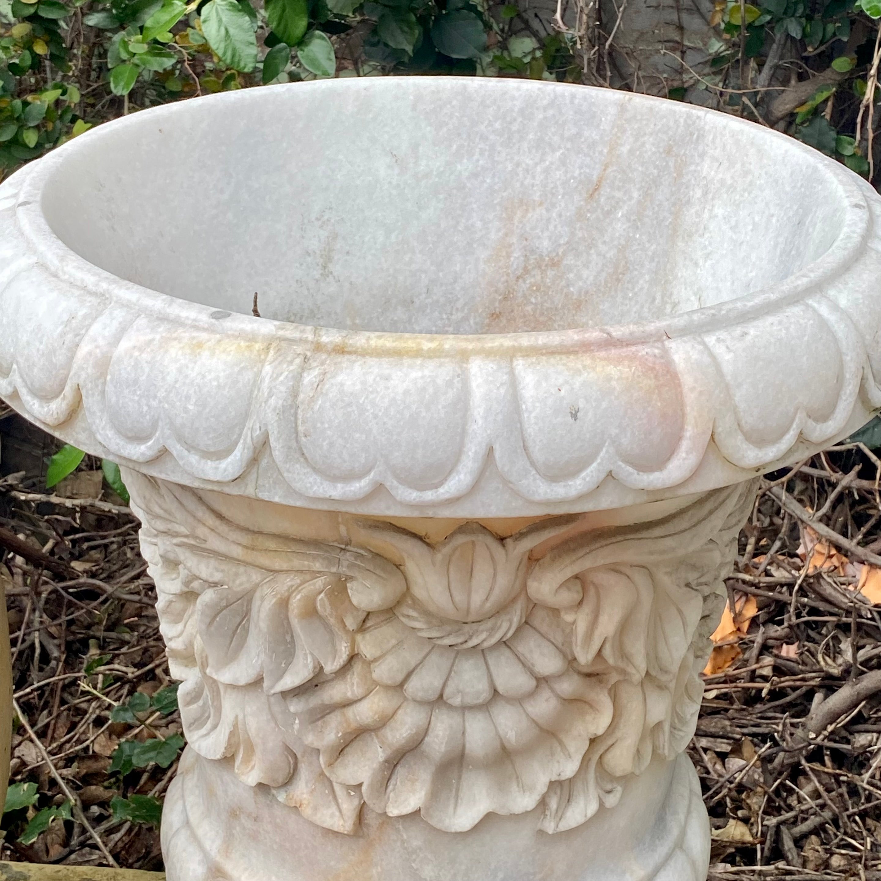 Elegant White Marble Urns - SOLD