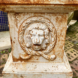 Cast Iron Plinth with Lion's Face - SOLD