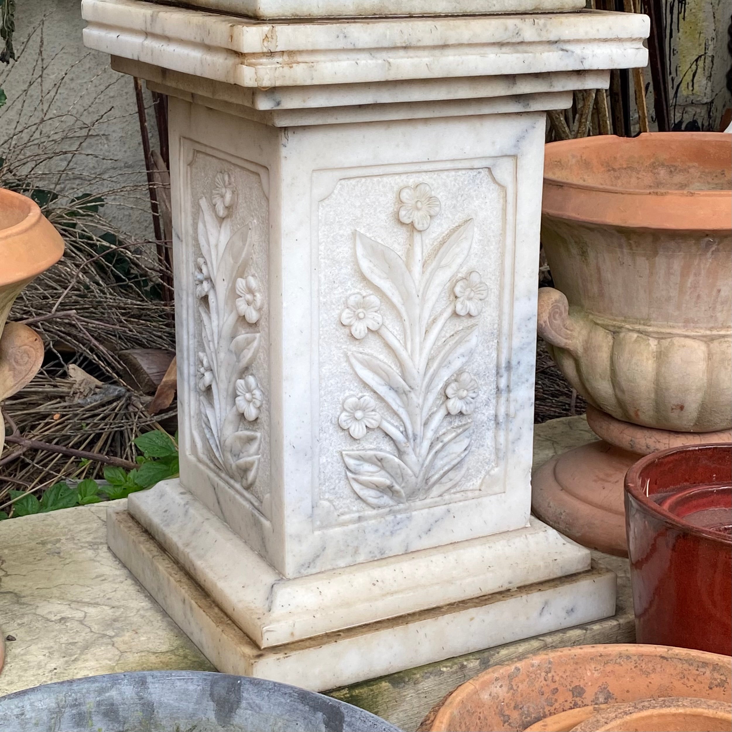 Carved White Marble Plinths - SOLD