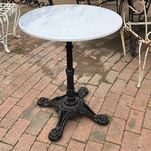 Creme/White Marble Top with Cast Iron Base - SOLD