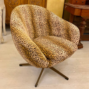 Vintage Leopard Print Swivel Chair - SOLD