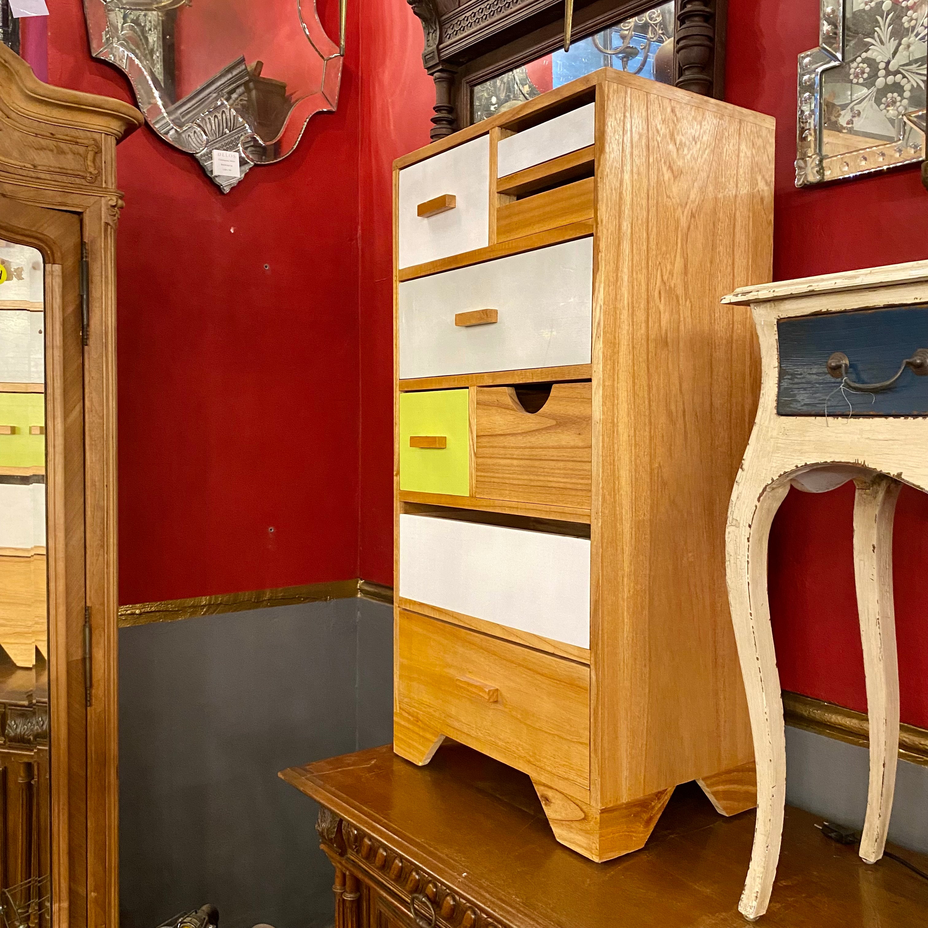 White & Yellow Retro Style Chest of Drawers