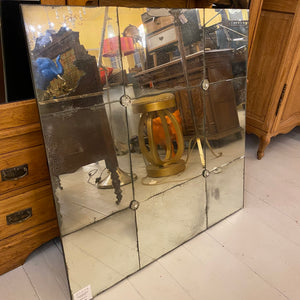 Aged Panelled Mirror with Rosettes - SOLD