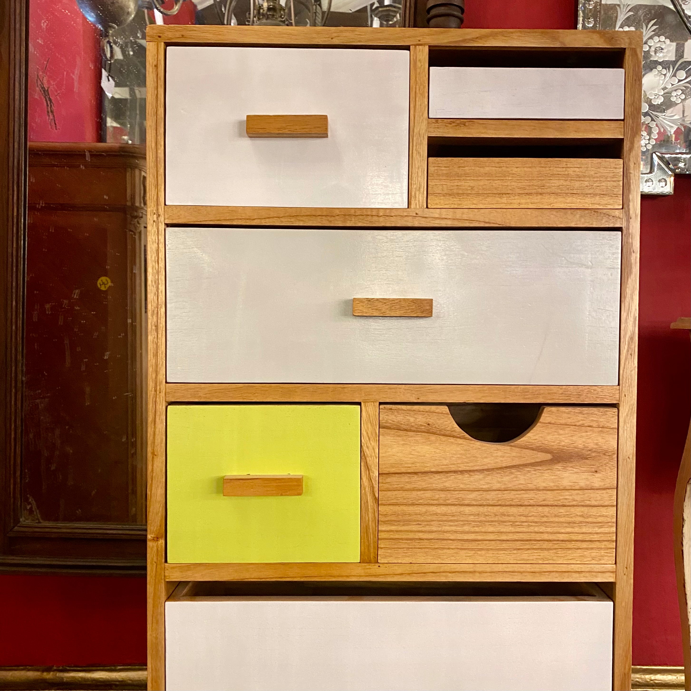 White & Yellow Retro Style Chest of Drawers