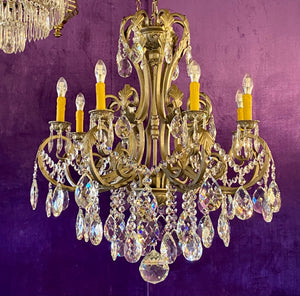 Vintage Steel and Crystal Chandelier