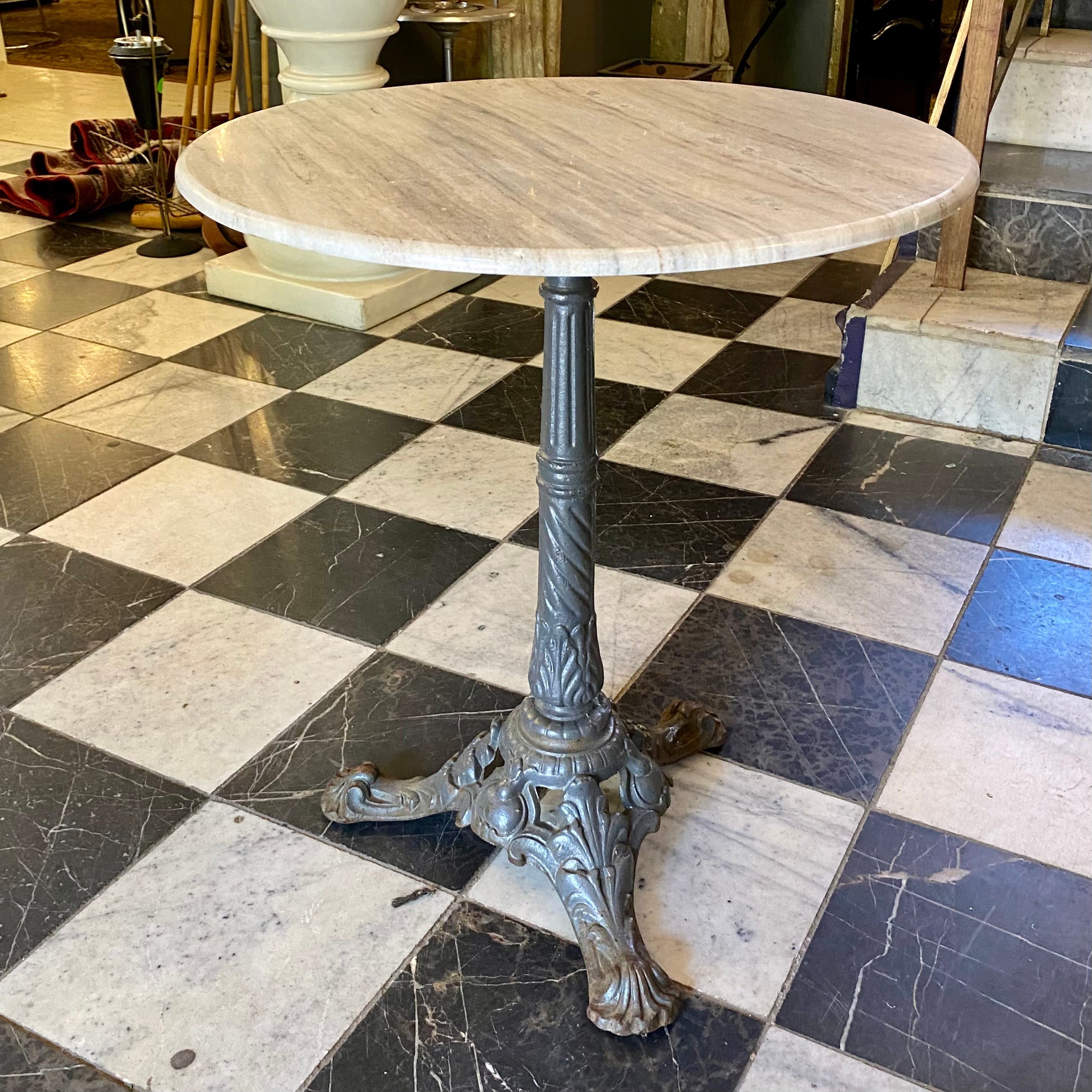 Creme/White Marble Top with Cast Iron Base - SOLD