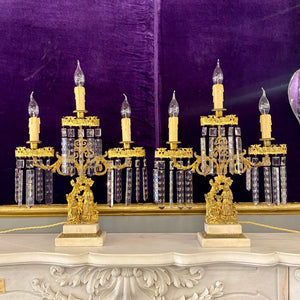 Magnificent Pair of Gilt Metal and Marble Candelabra - SOLD