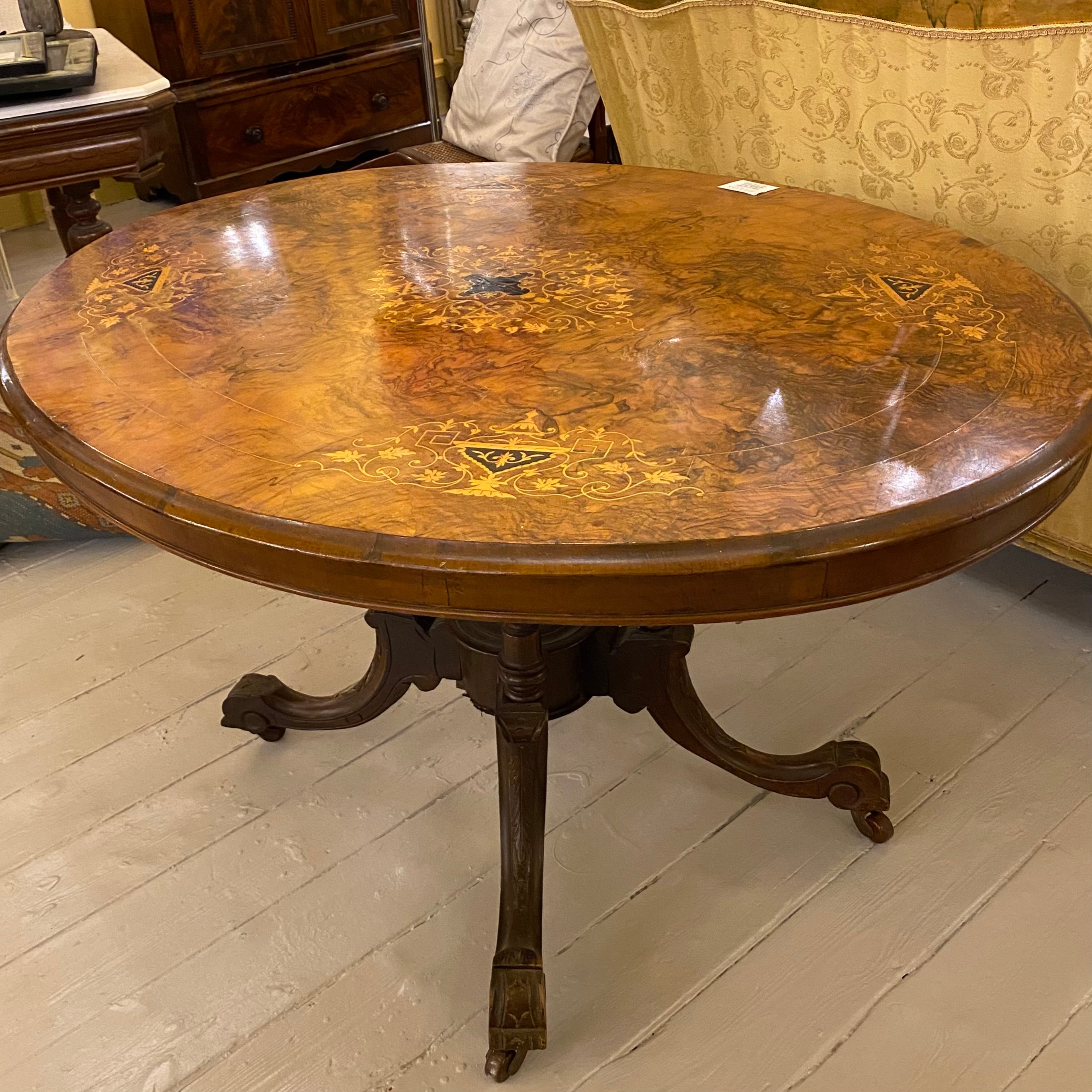 Antique Burr Walnut Dining Table - SOLD