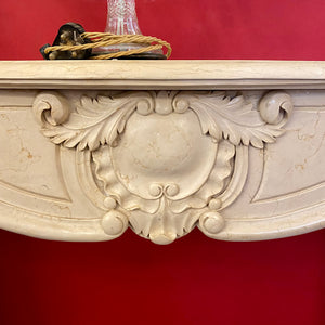 Very Elegant Creme Marble Fireplace Surround - SOLD