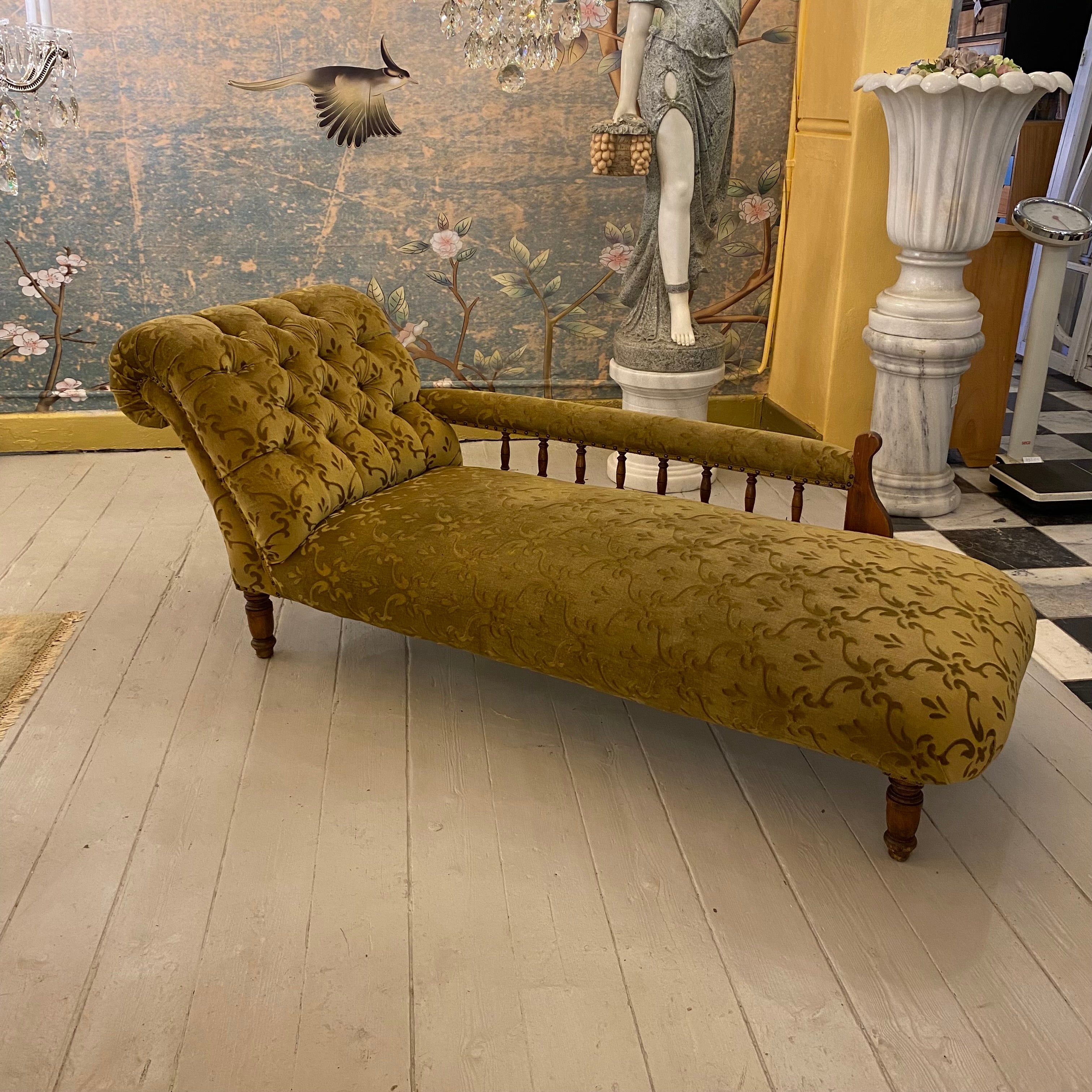 Antique Velvet Chaise Lounge - SOLD